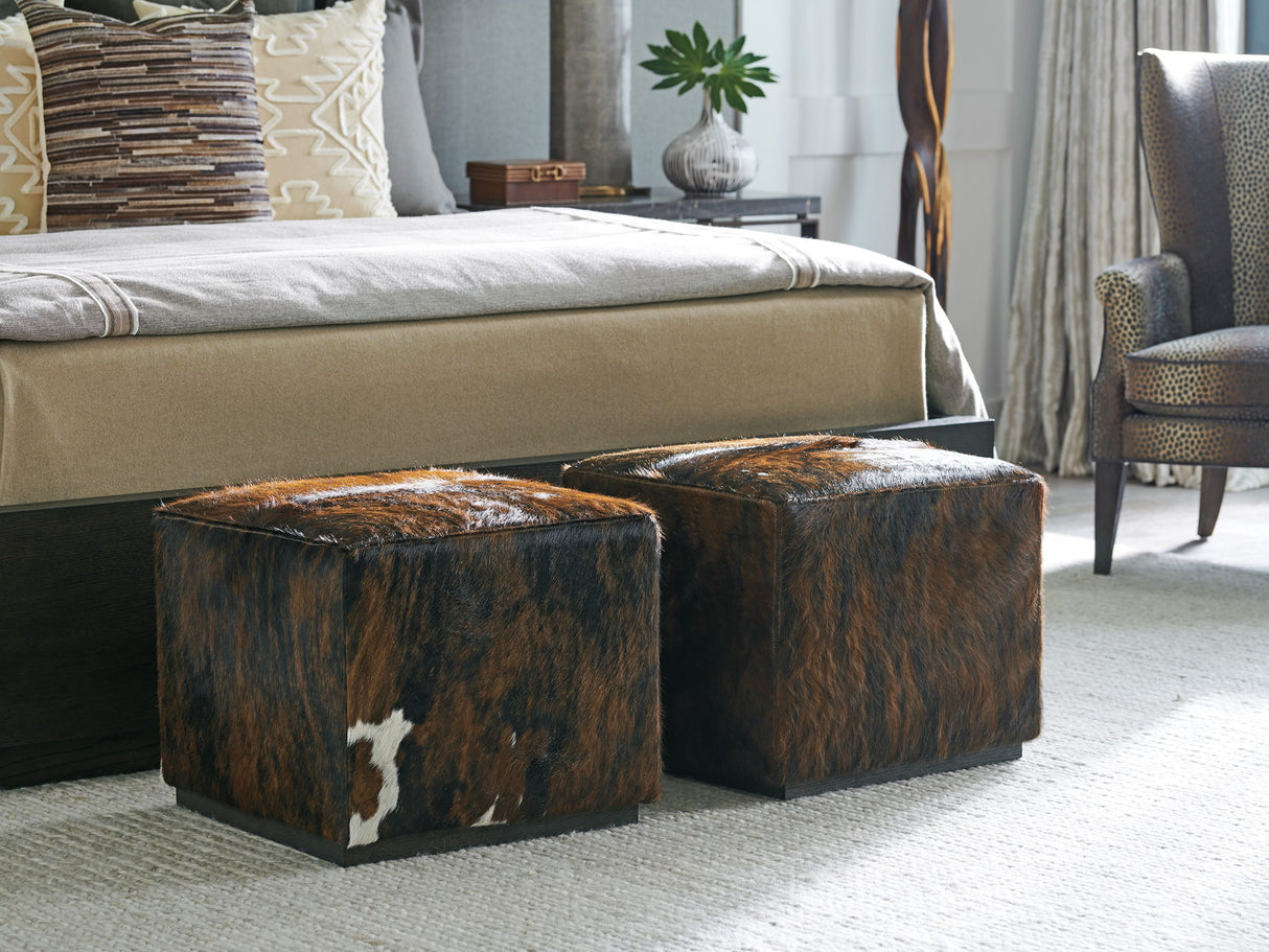Barclay Butera Upholstery - Colby Leather Ottoman - Brown