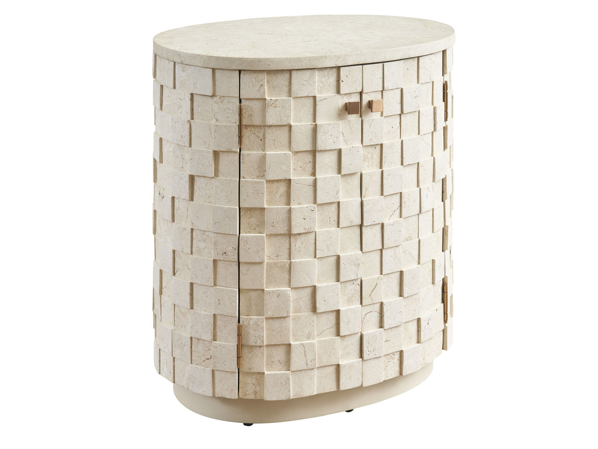 Rendezvous - Albion Stone Oval Nightstand - Beige