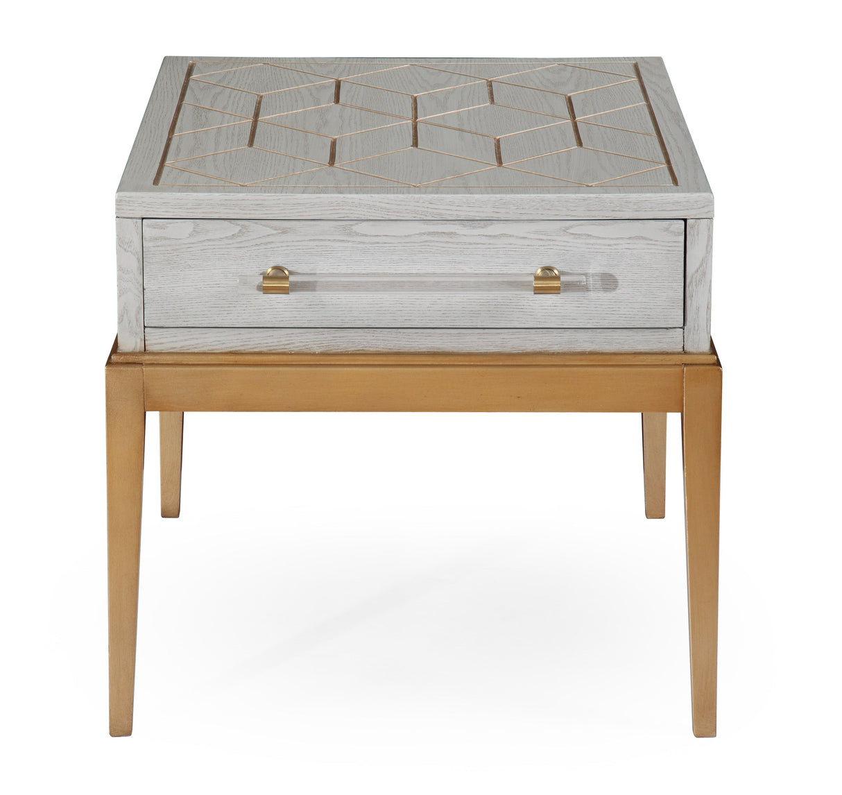 Perrine - Rectangle End Table - Silver / Gold
