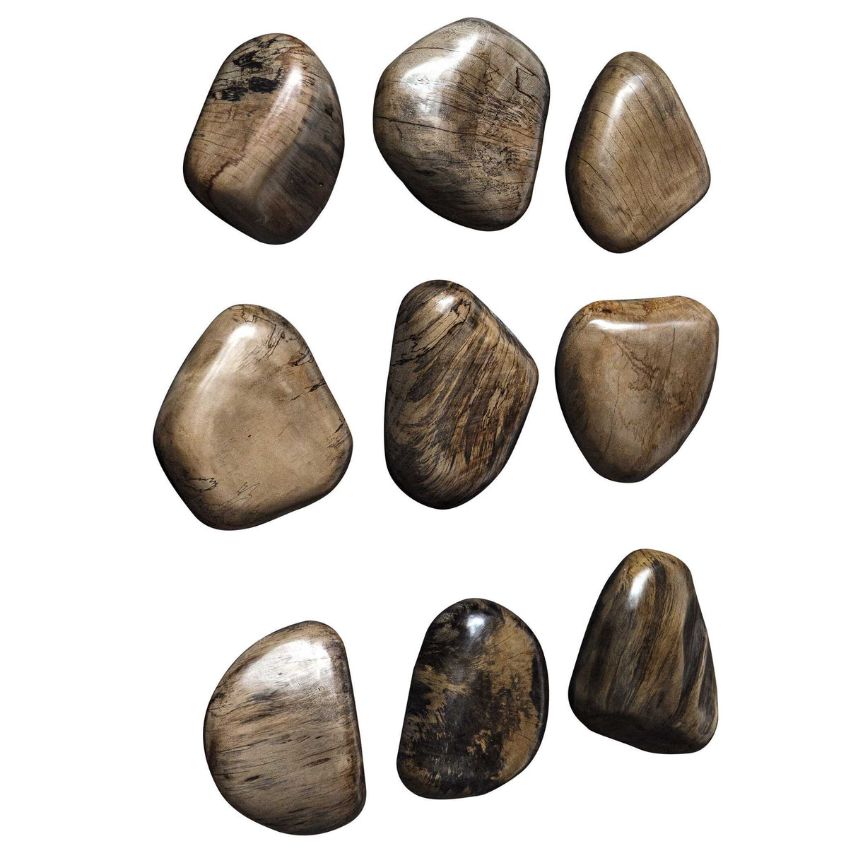 Pebbles - Walnut Wood Wall Décor, Set Of 9 - Brown, Dark