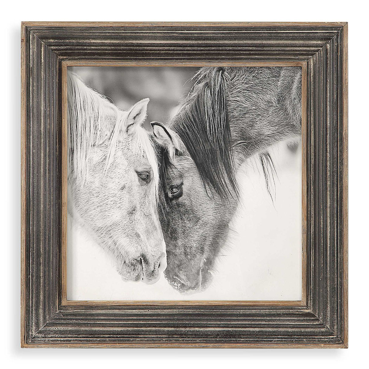 Custom Black And White Horses - Print - Brown, Dark