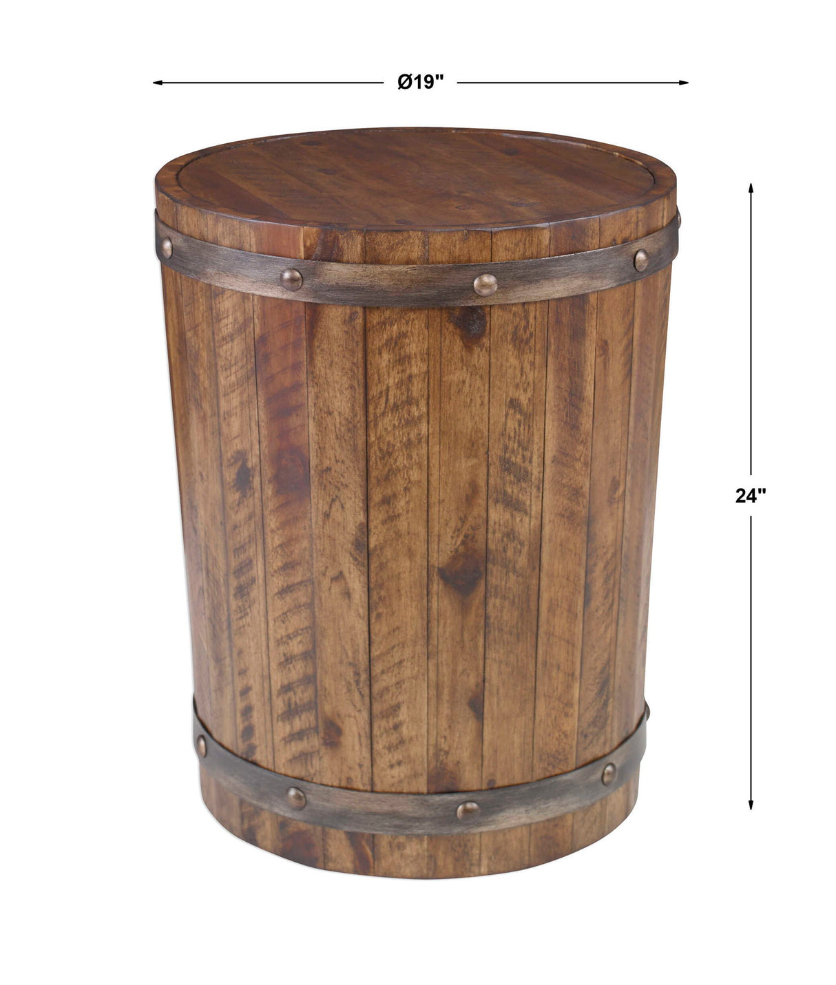 Ceylon - Wine Barrel Side Table - Brown, Dark