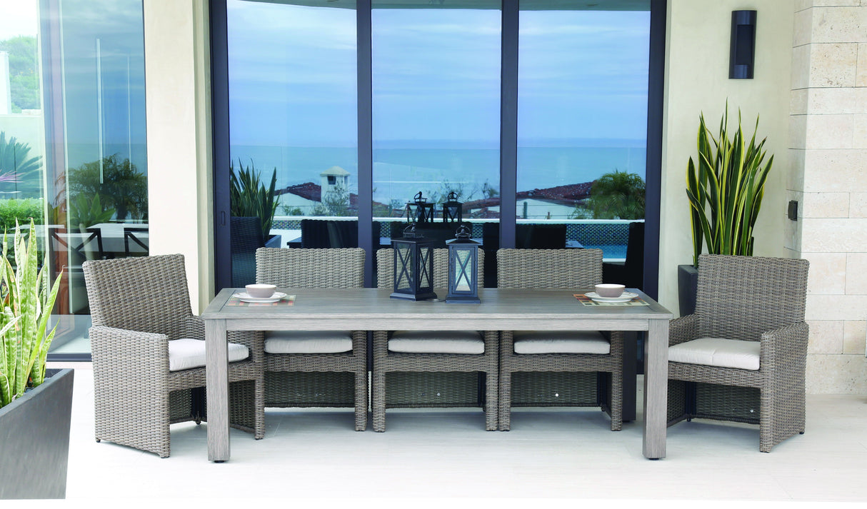 Coronado - Armless Dining Chair, With Self Welt - Canvas Flax / Dark Brown