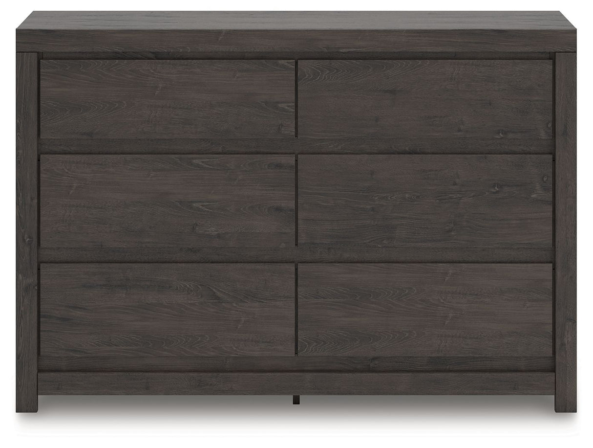 Fraluna - Six Drawer Dresser - Charcoal