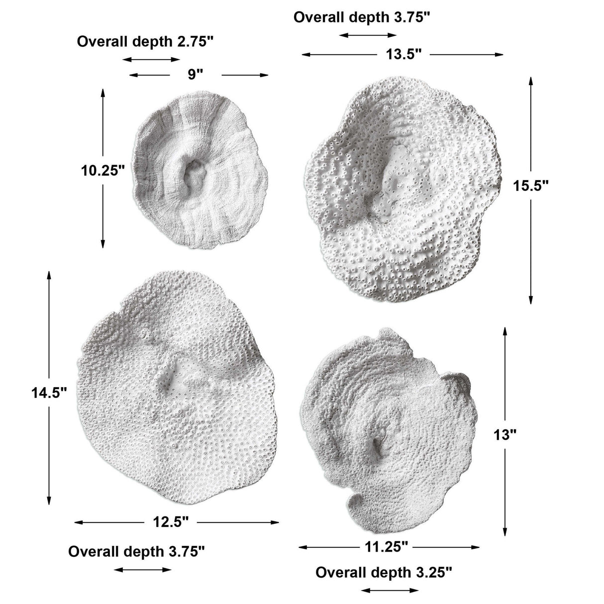 Sea Coral - Wall Art, Set Of 4 - White