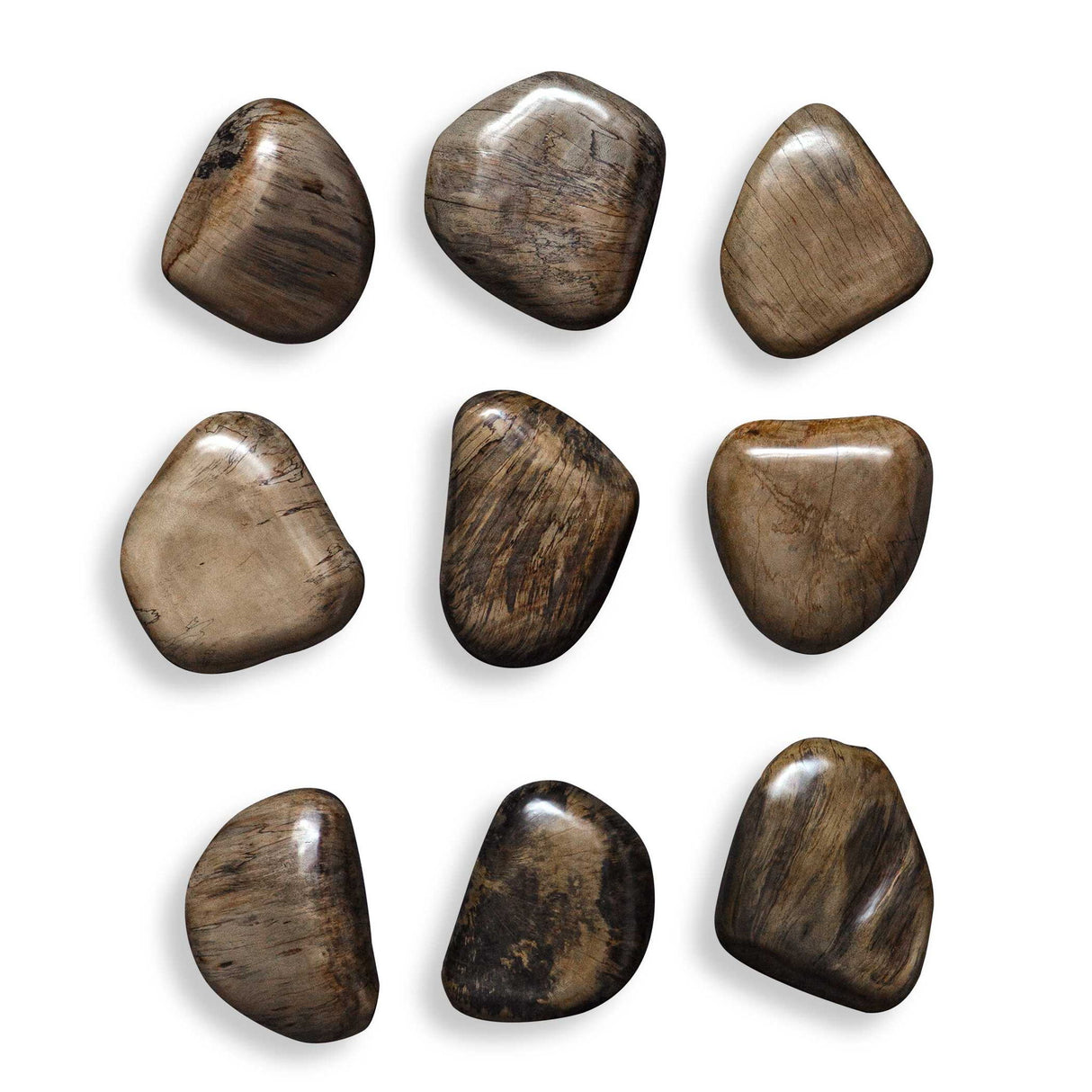 Pebbles - Walnut Wood Wall Décor, Set Of 9 - Brown, Dark