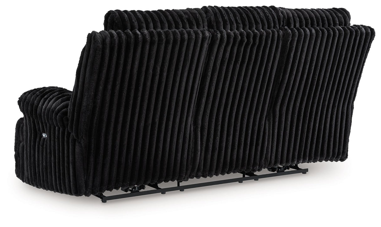 Rhine Falls - Reclining Power Sofa With Drop Down Table - Onyx