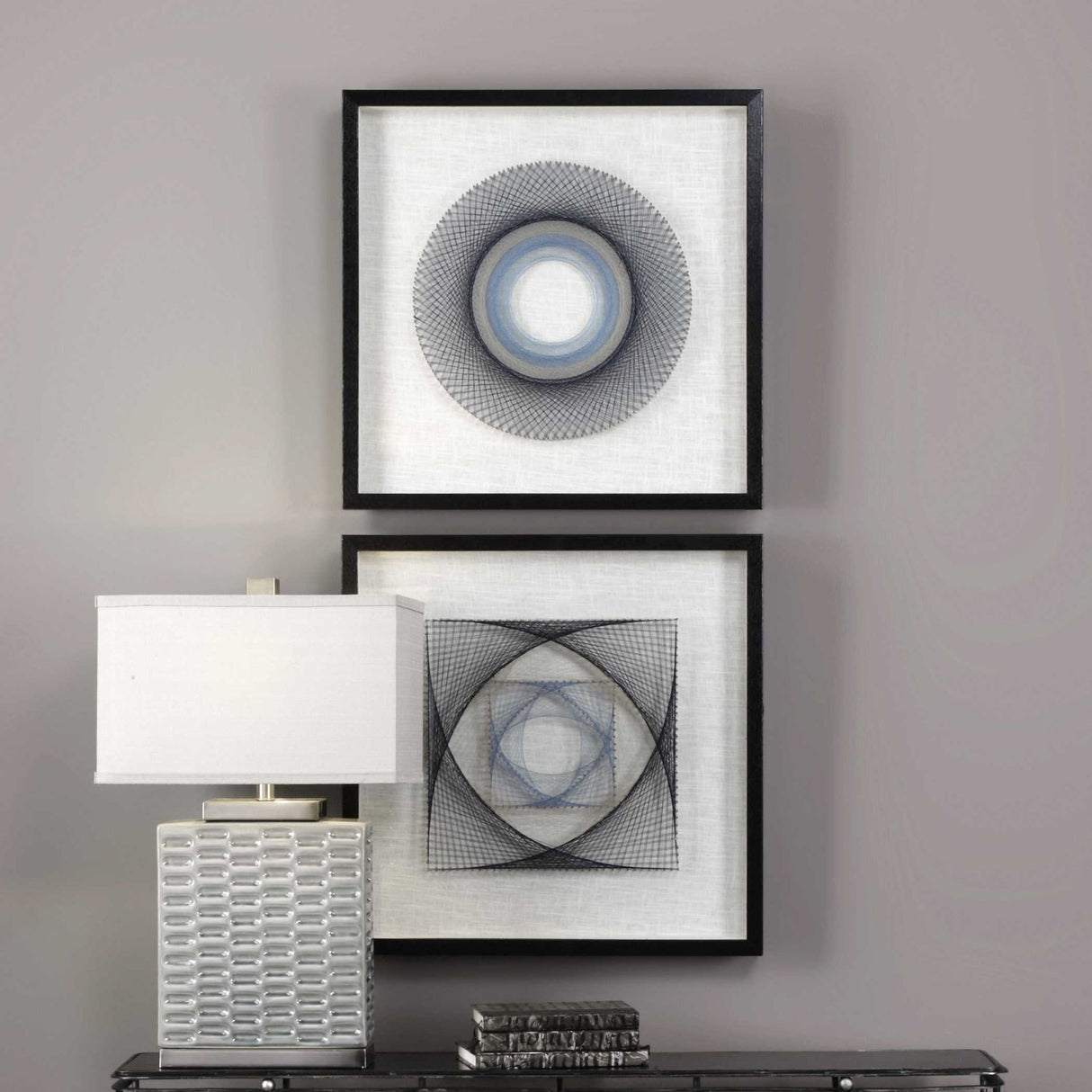 String Duet - Geometric Art, Set Of 2 - Black