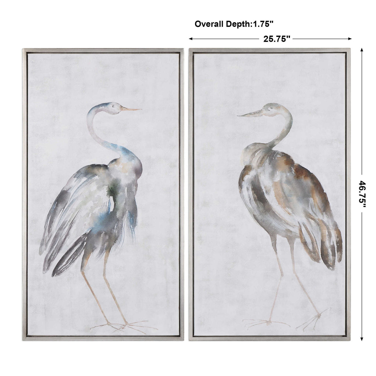 Summer Birds - Framed Art, Set Of 2 - Pearl Silver
