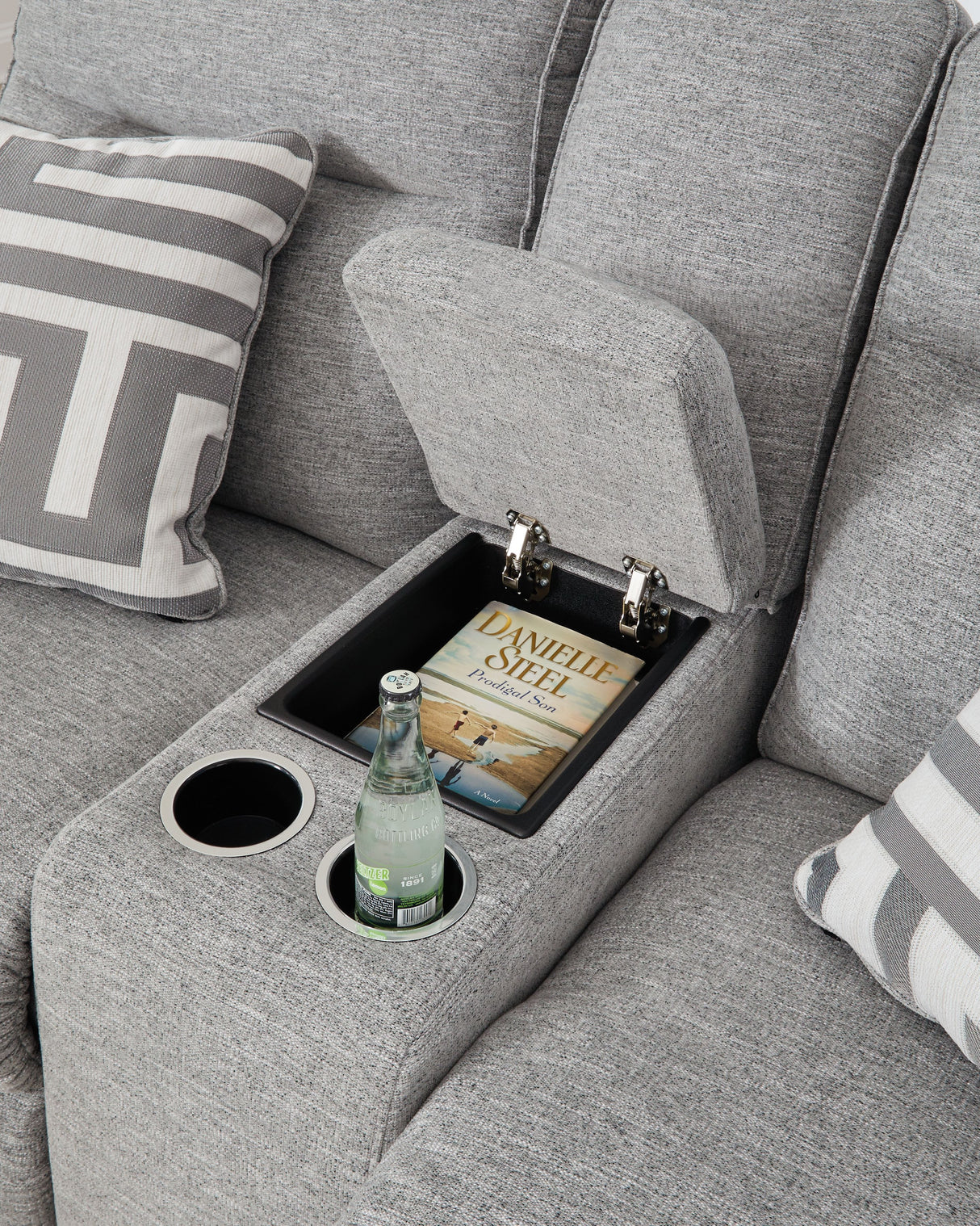 Biscoe - Power Reclining Loveseat With Console /Adj Headrest - Pewter