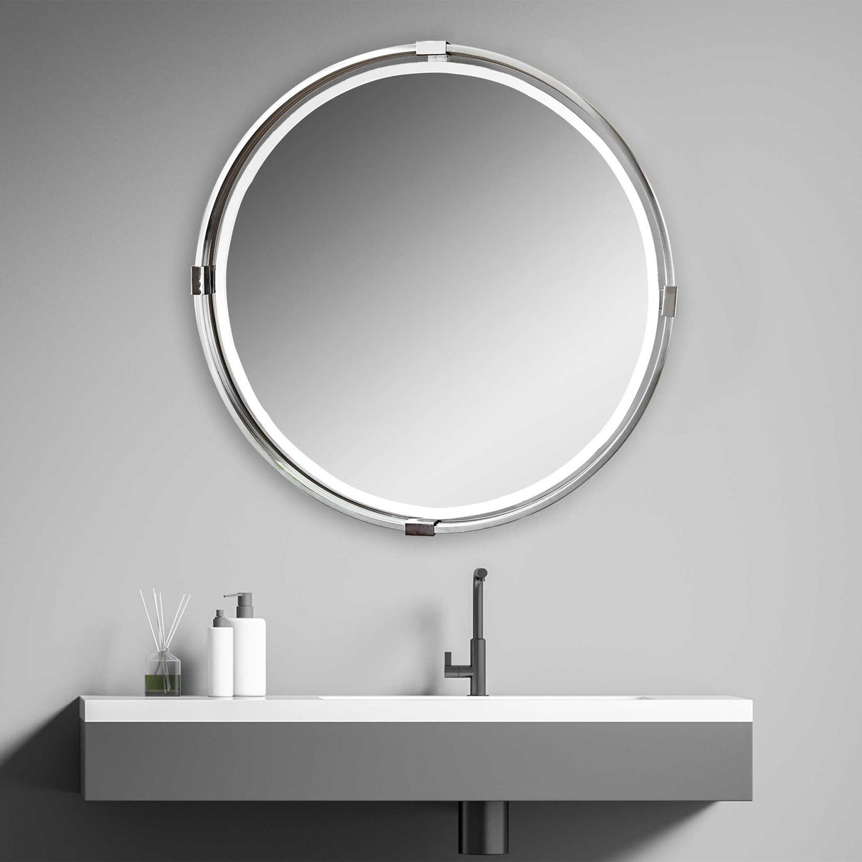 Tazlina - Round Mirror - Brushed Nickel