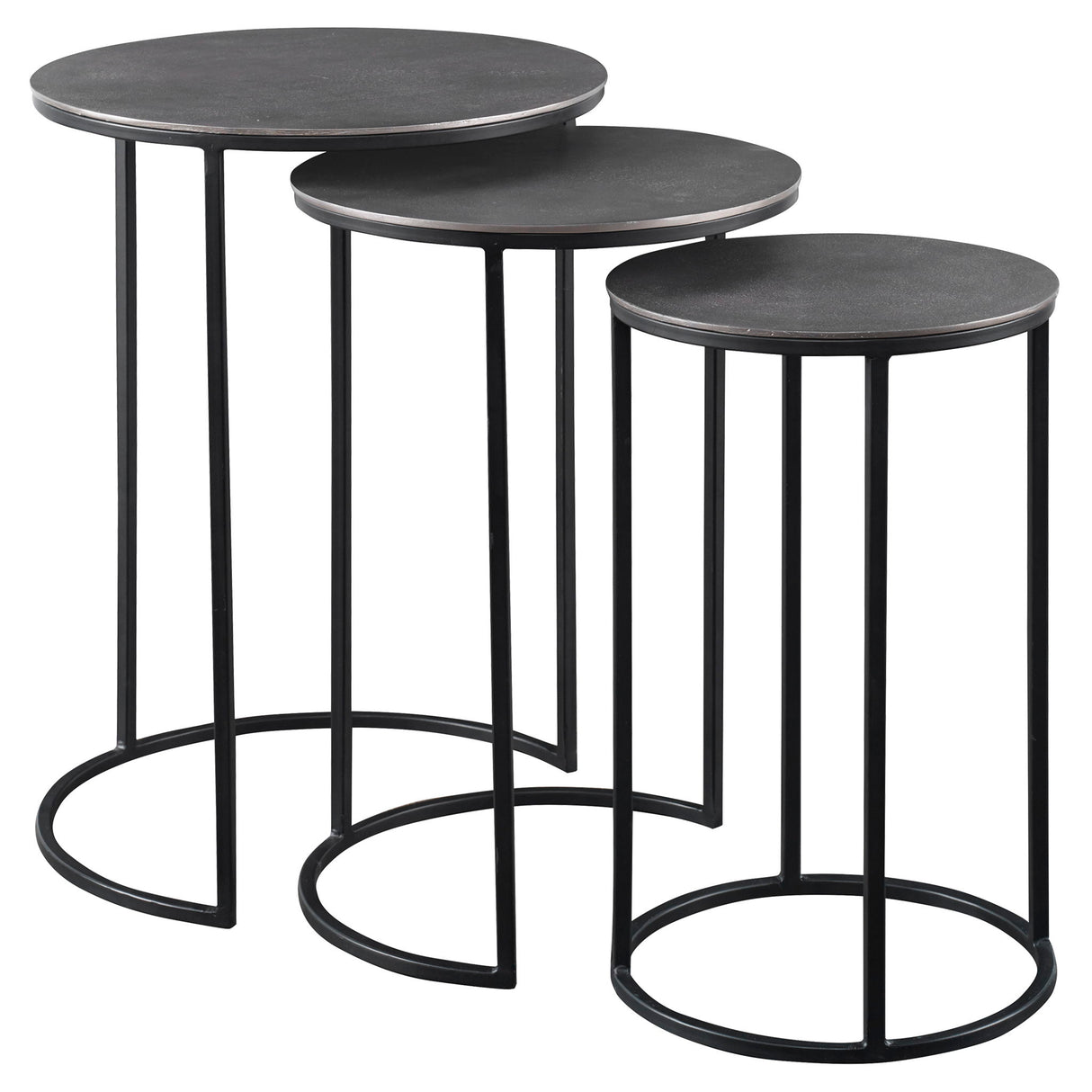 Erik - Metal Nesting Tables, Set Of 3 - Gray, Dark