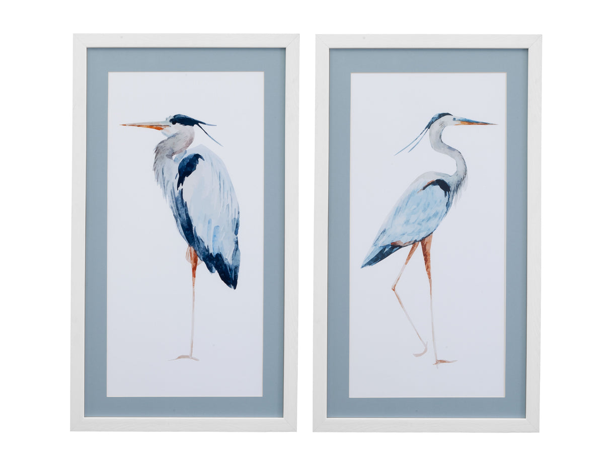 Heron Framed Print (Set of 2) - White