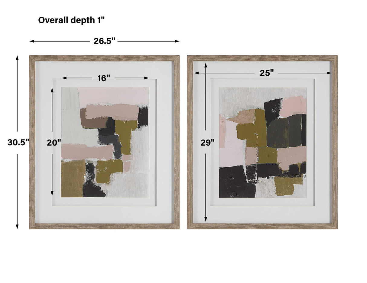 Color Block - Framed Prints, Set Of 2 - Light Brown