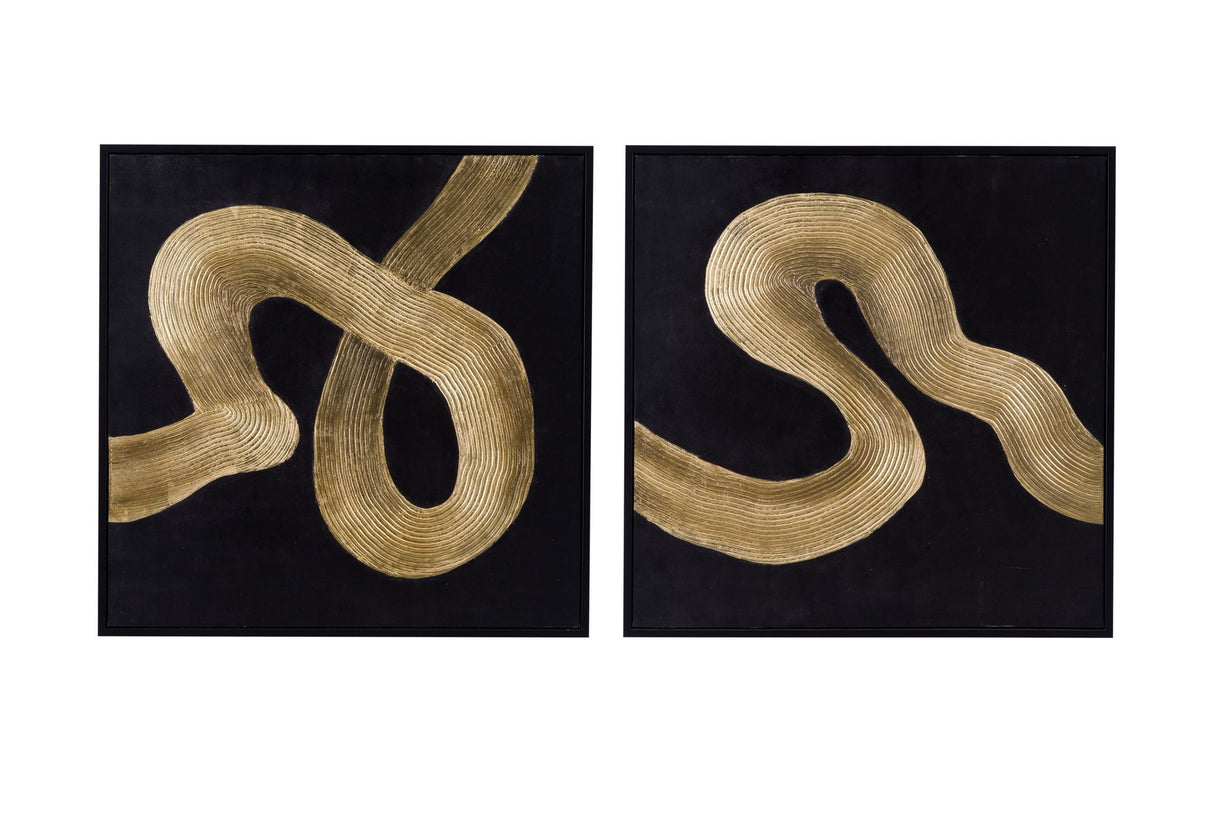 Connected Frame Canvas (Set of 2) - Black / Gold