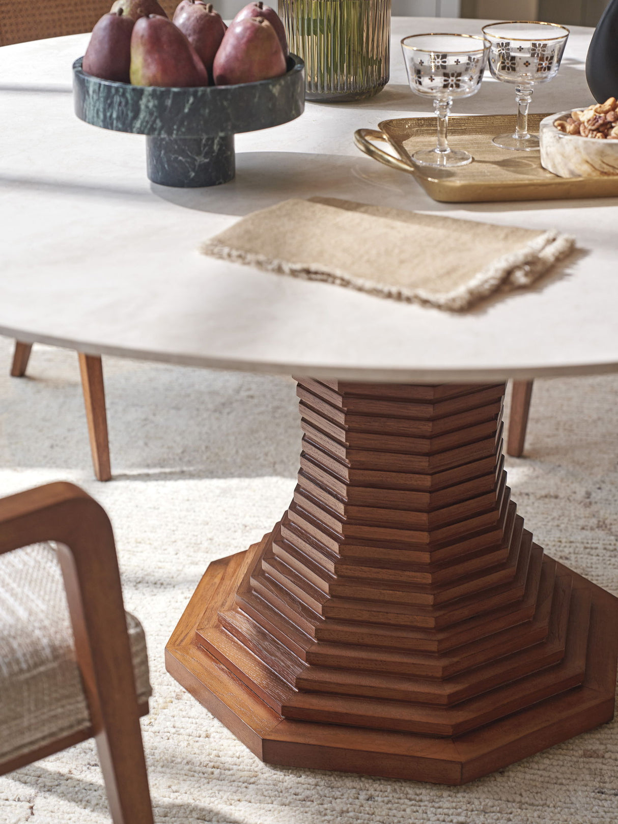 La Costa - Cabrillo Round Dining Table - Dark Brown / White