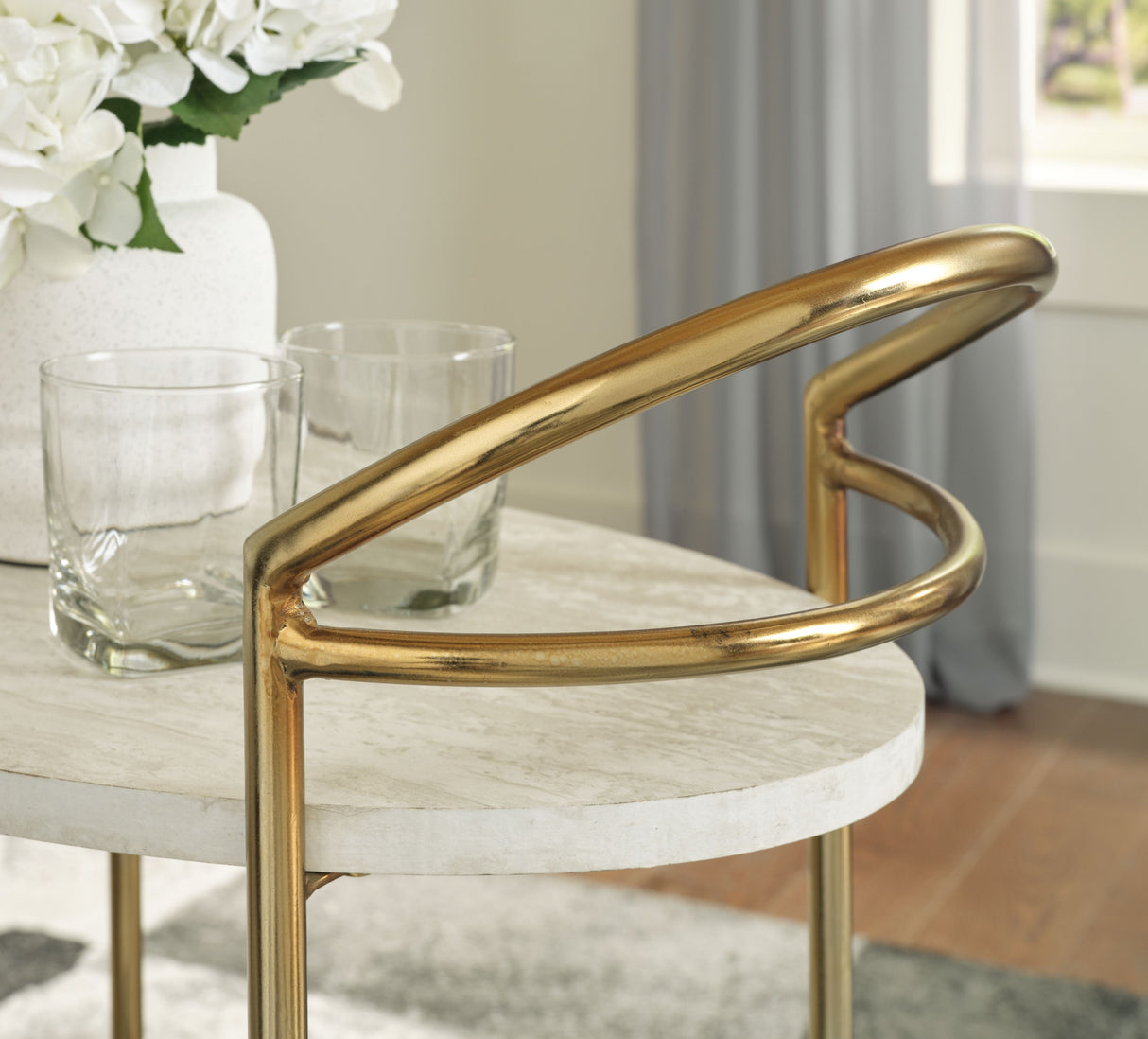 Tarica - Bar Cart - Cream / Gold Finish