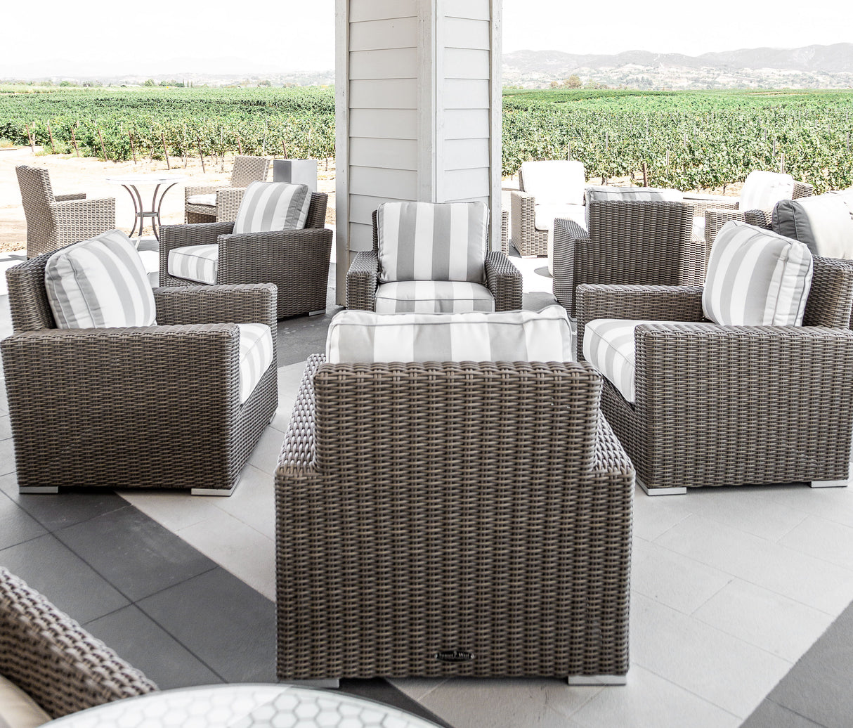 Montecito - Club Chair, With Self Welt - Canvas Flax / Dark Brown