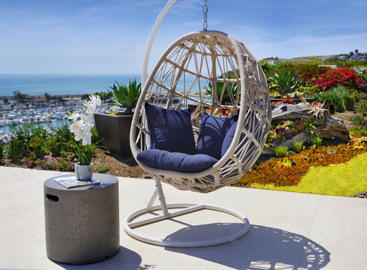 Dana - Rope Hanging Club Chair, With Self Welt - Linen Canvas