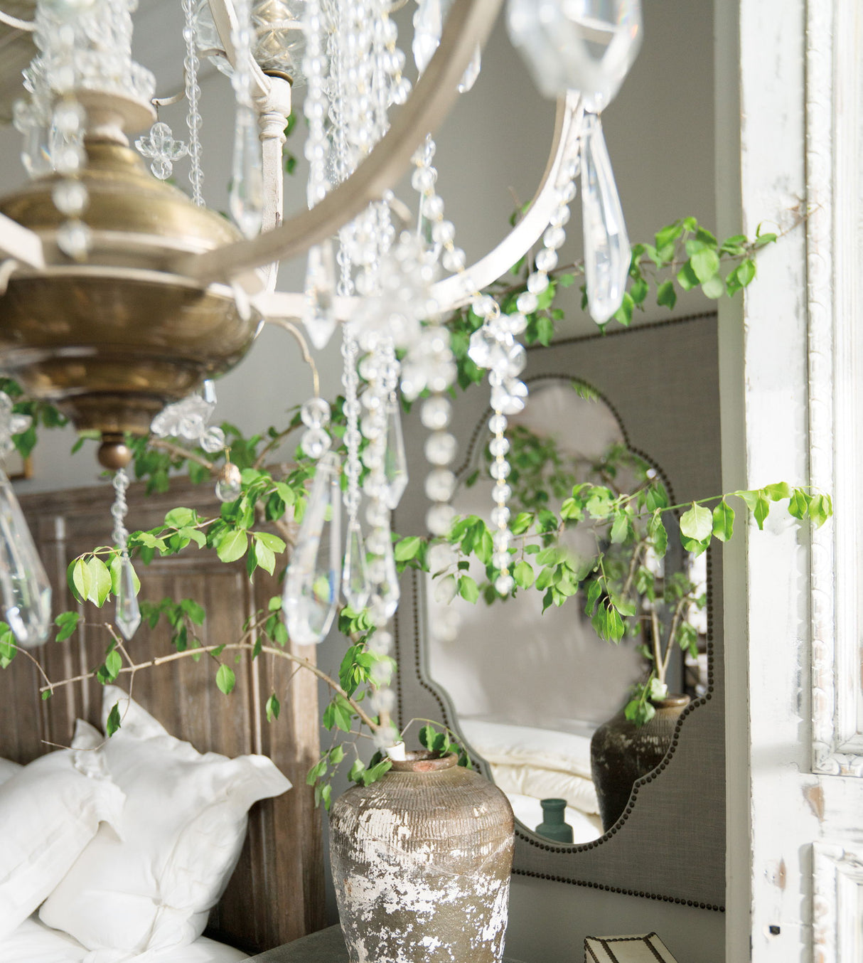 Boheme - Nourmand Linen Wrapped Mirror - Pearl Silver
