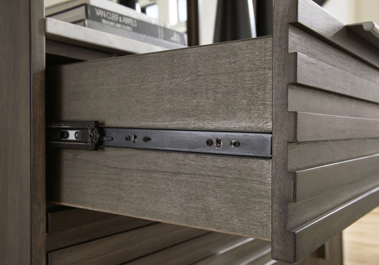 Arkenton - 5 Pc. - Dresser, Mirror, King Panel Bed - Grayish Brown