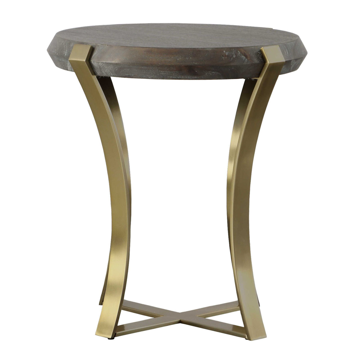 Unite - Brass Leg Wood Side Table - Dark Brown