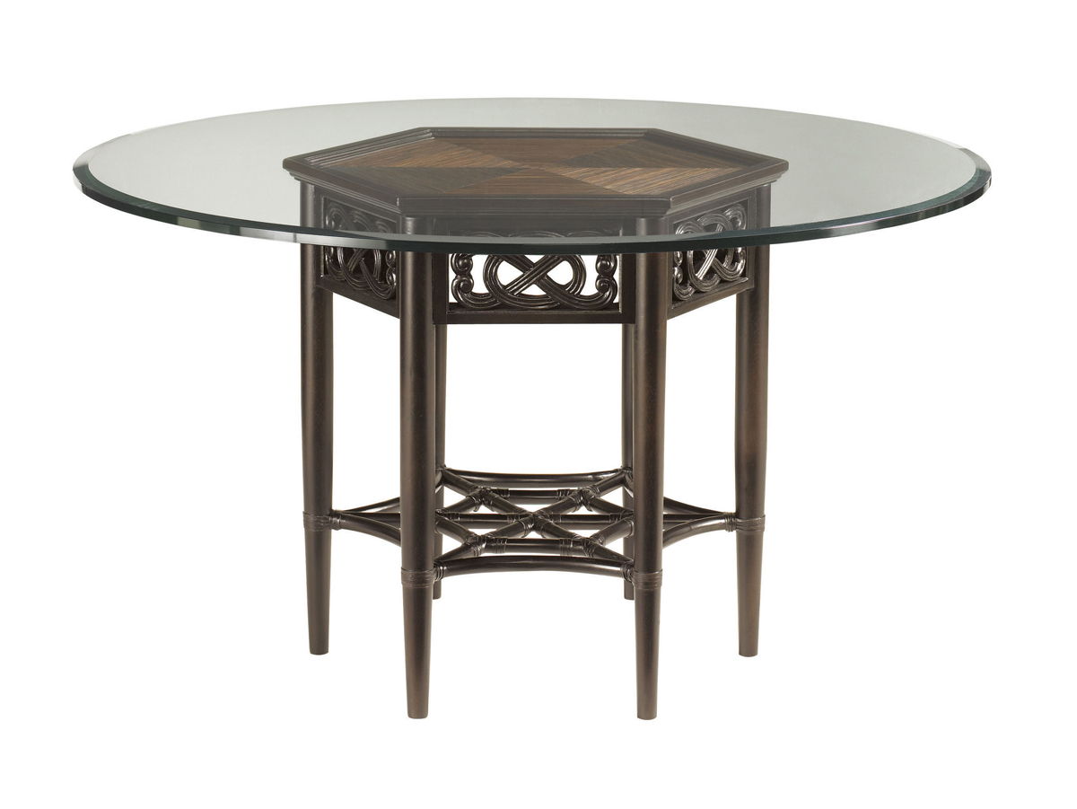 Royal Kahala - Sugar And Lace Dining Table With 60" Glass Top - Dark Brown