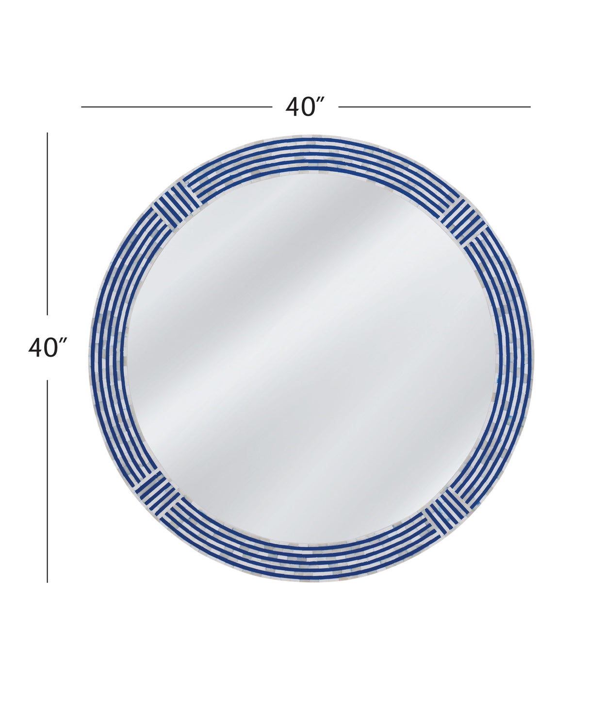 Blue Circle - Wall Mirror - Blue / Cream