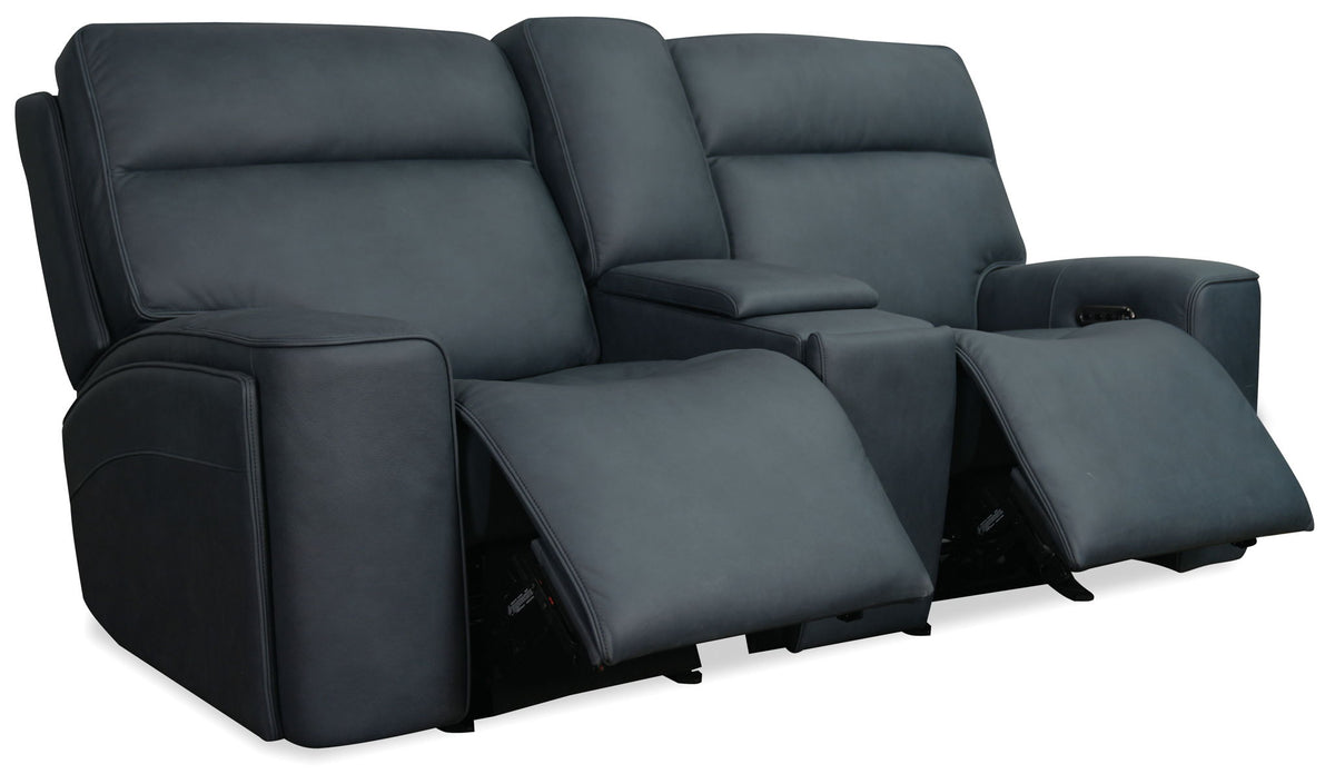 MS - Riverton Power Gliding Console Loveseat With Power Headrest And Lumbar