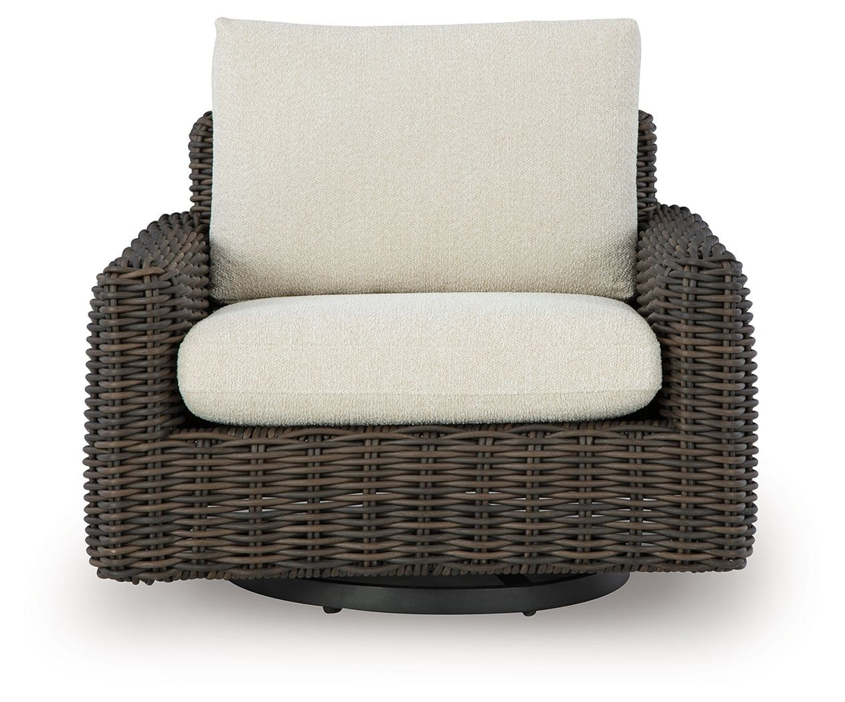 Kimora - Swivel Glider Lounge With Cushion - Beige / Dark Brown