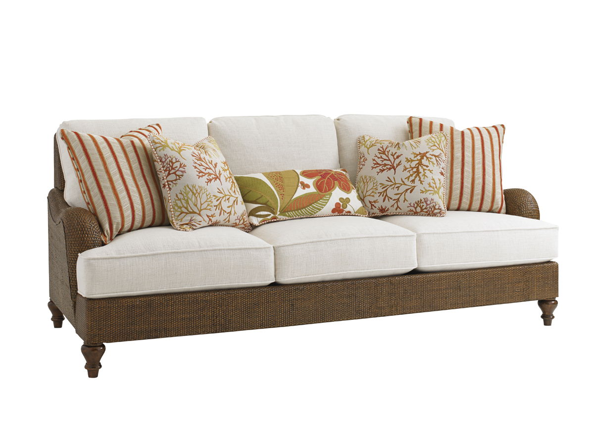 Bali Hai - Harborside Sofa - Dark Brown / White