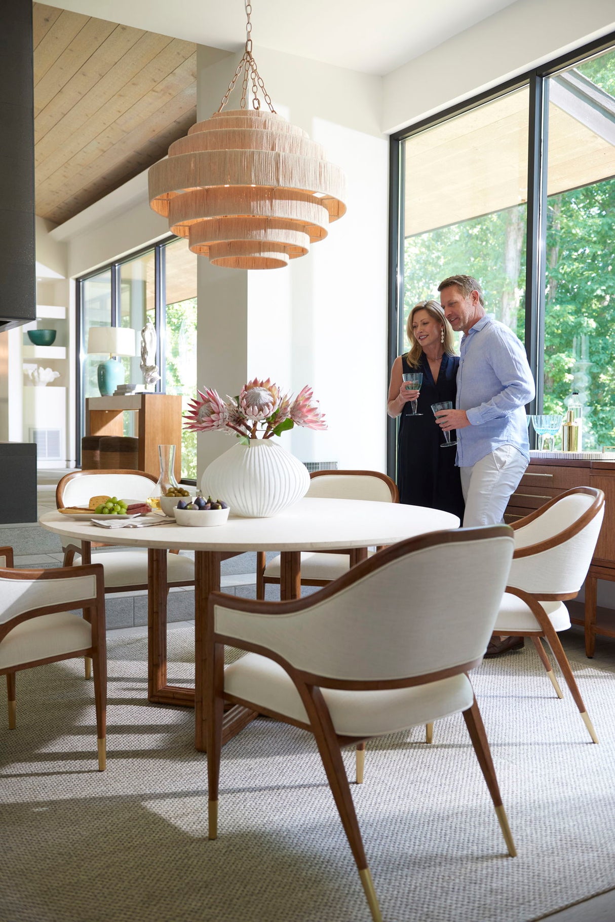 Palm Desert - Arcadia Marble Top Breakfast Table - Dark Brown
