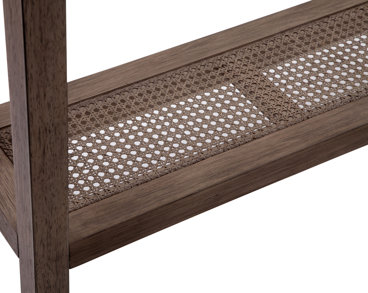 Calum - Console Table - Driftwood Gray / Cane / Brushed Nickel