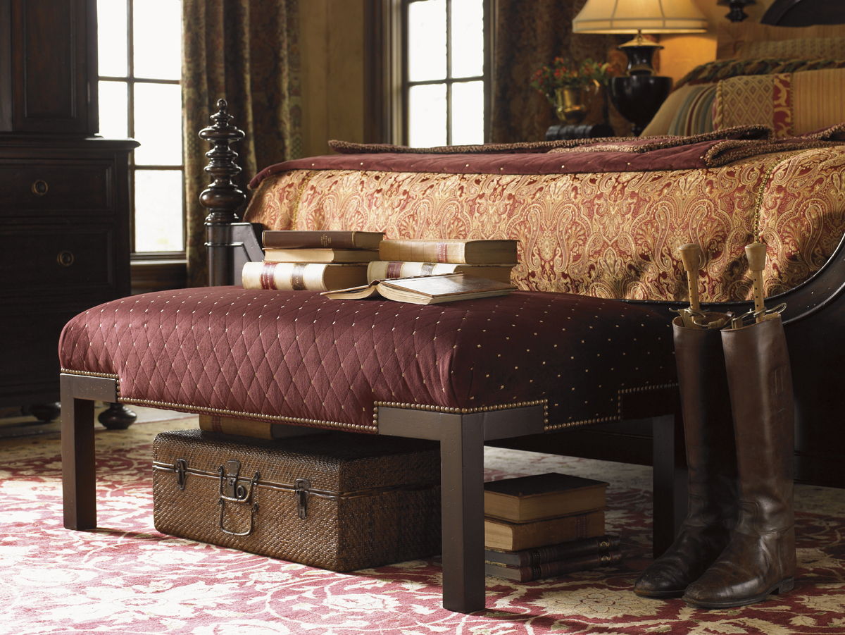 Lexington Upholstery - Norfolk Cocktail Ottoman - Dark Red