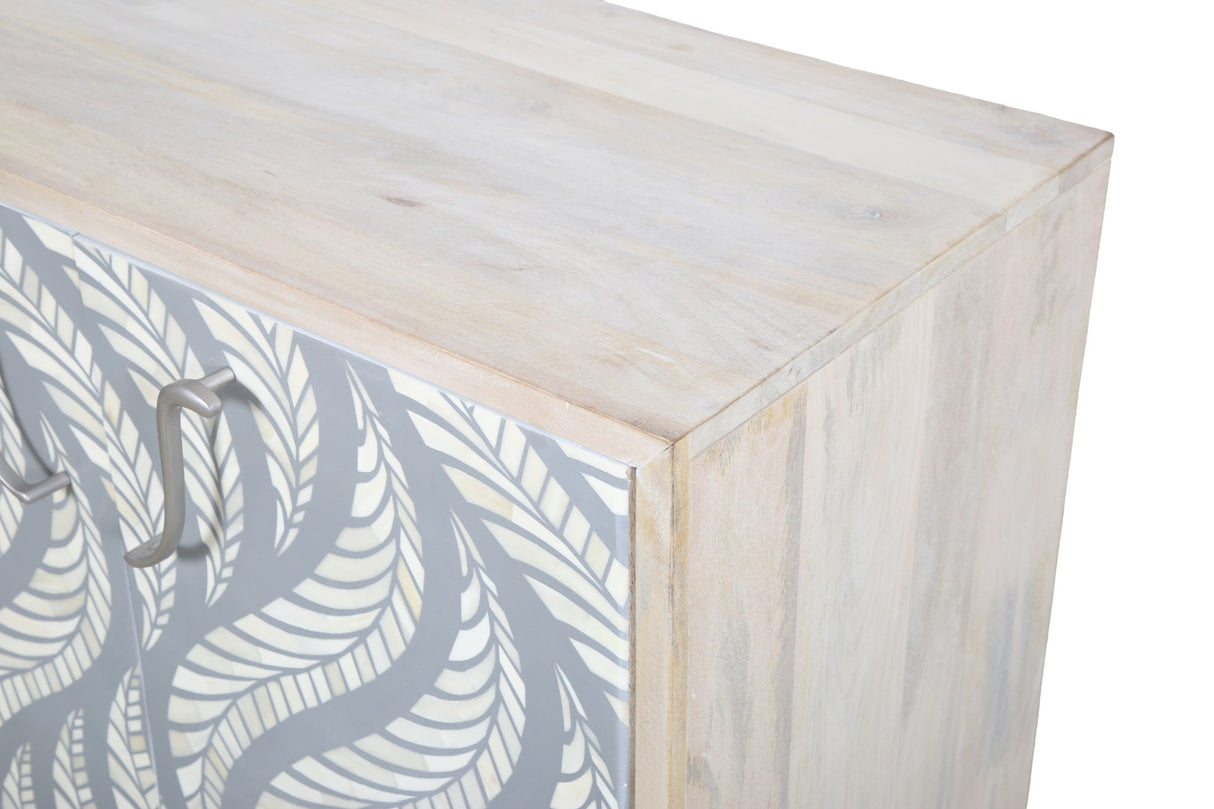 Leia - Bar Cabinet - White Mango / Ivory Bone / Gray
