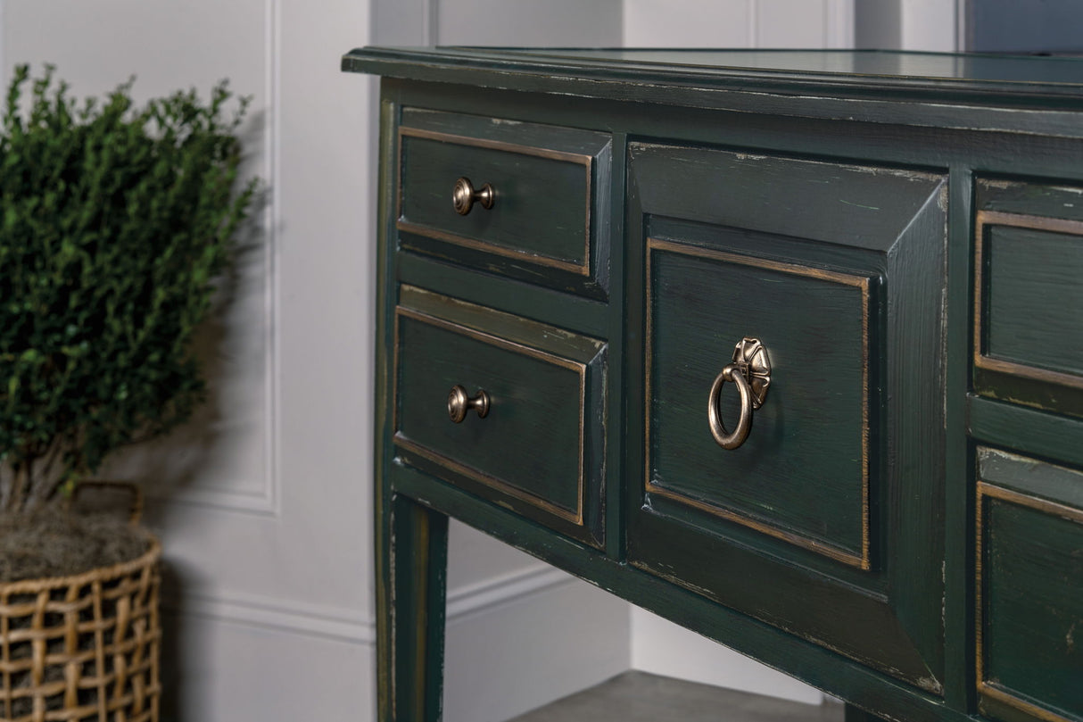 Charleston - Five-Drawer Console Table - Dark Green