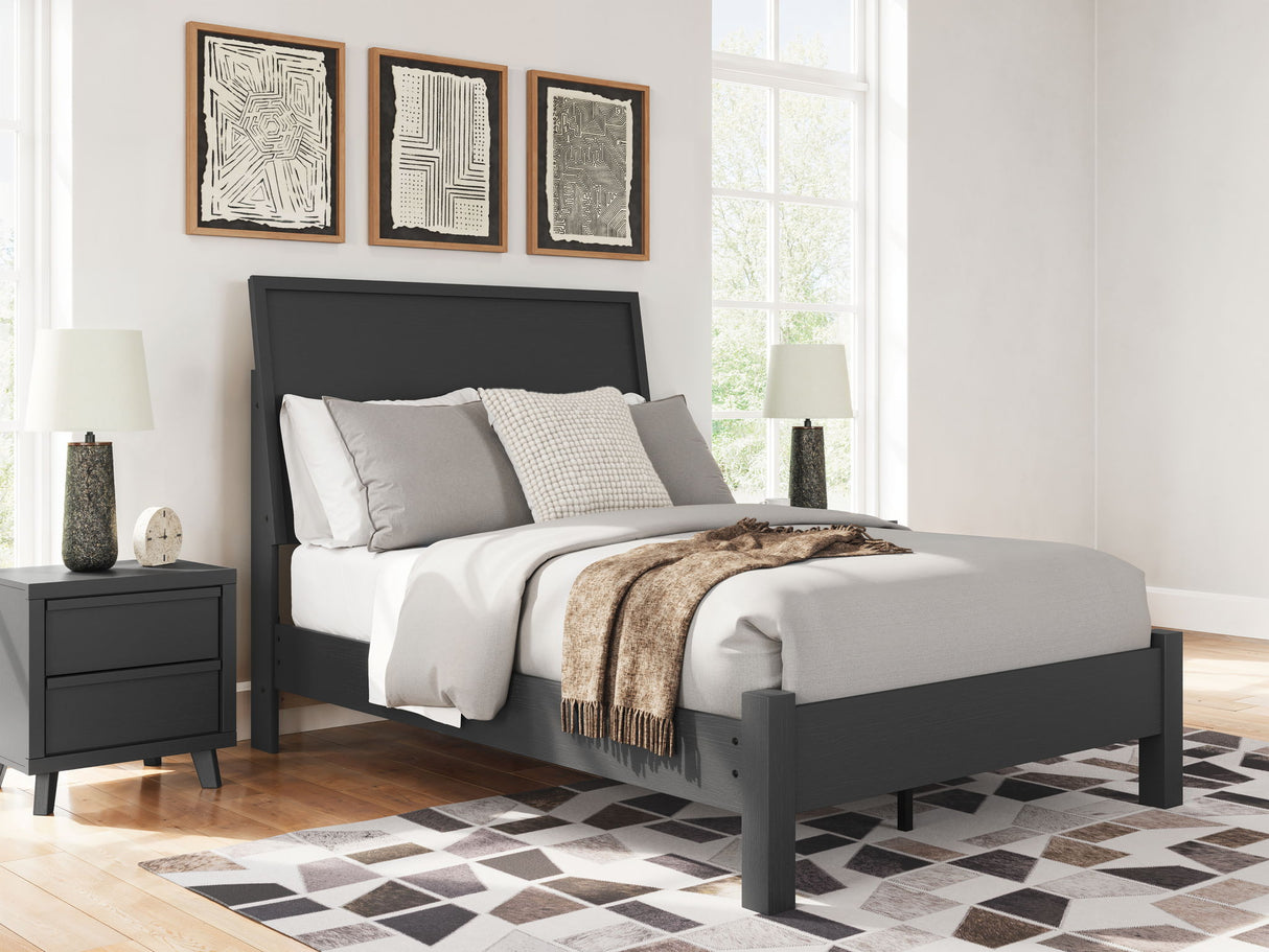 Danziar - Full Panel Bed With Low Footboard - Black