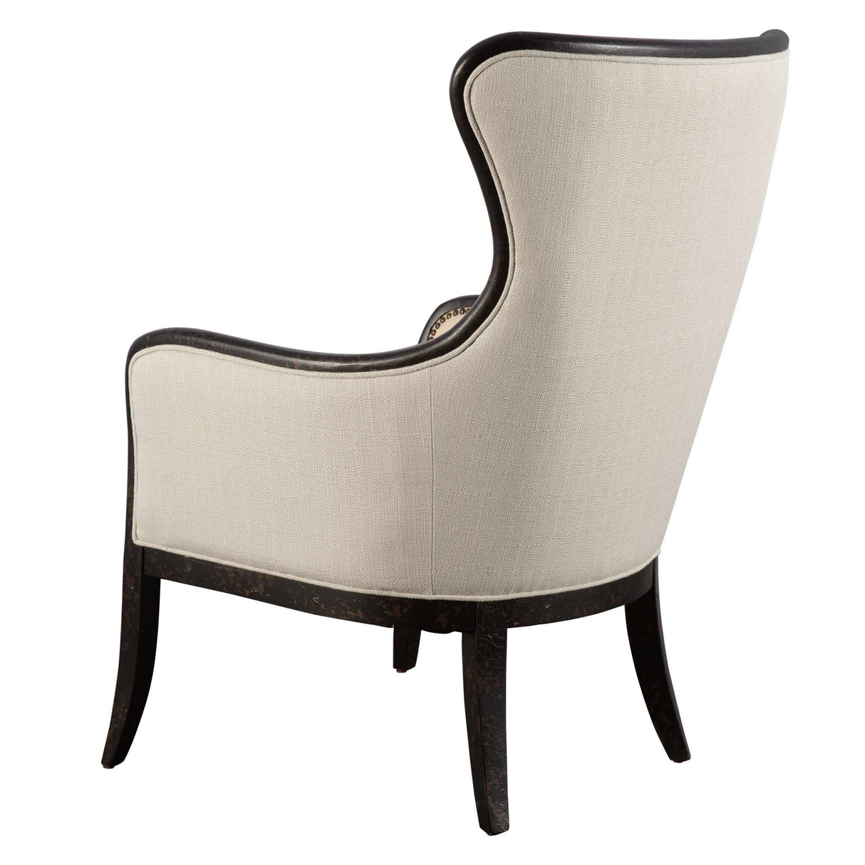 Sandy - Wing Back Armchair - Beige & Brown, Dark