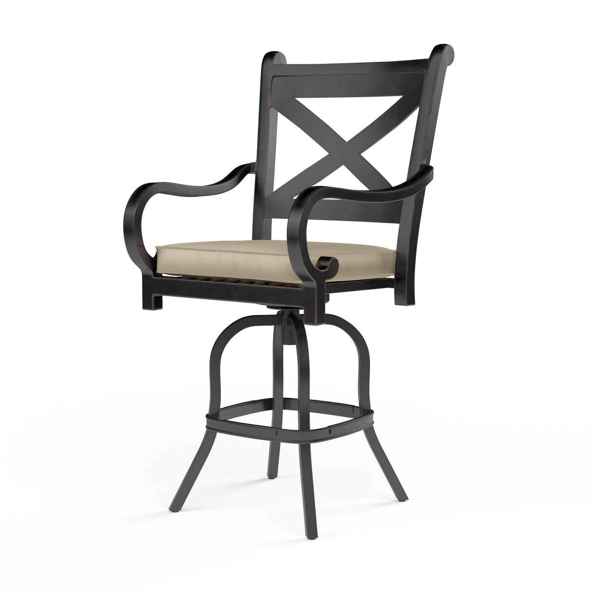 Monterey - Barstool, With Self Welt - Linen Stone / Black
