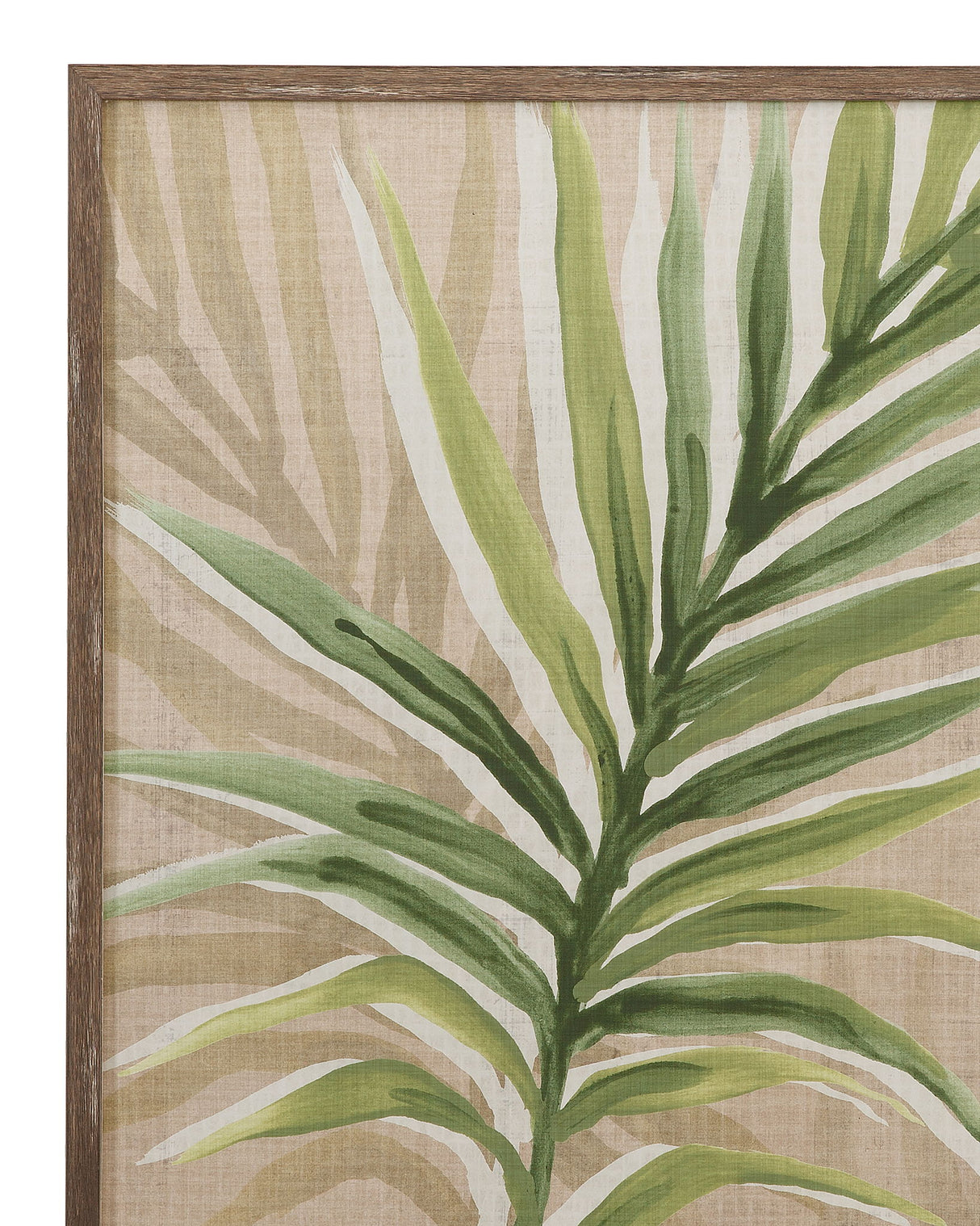 Burlap Palm Frond I Framed Print - Light Brown / Green