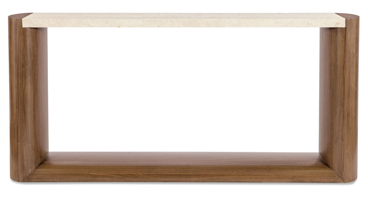 Eleana - Marble Top Console Table - Medium Wood