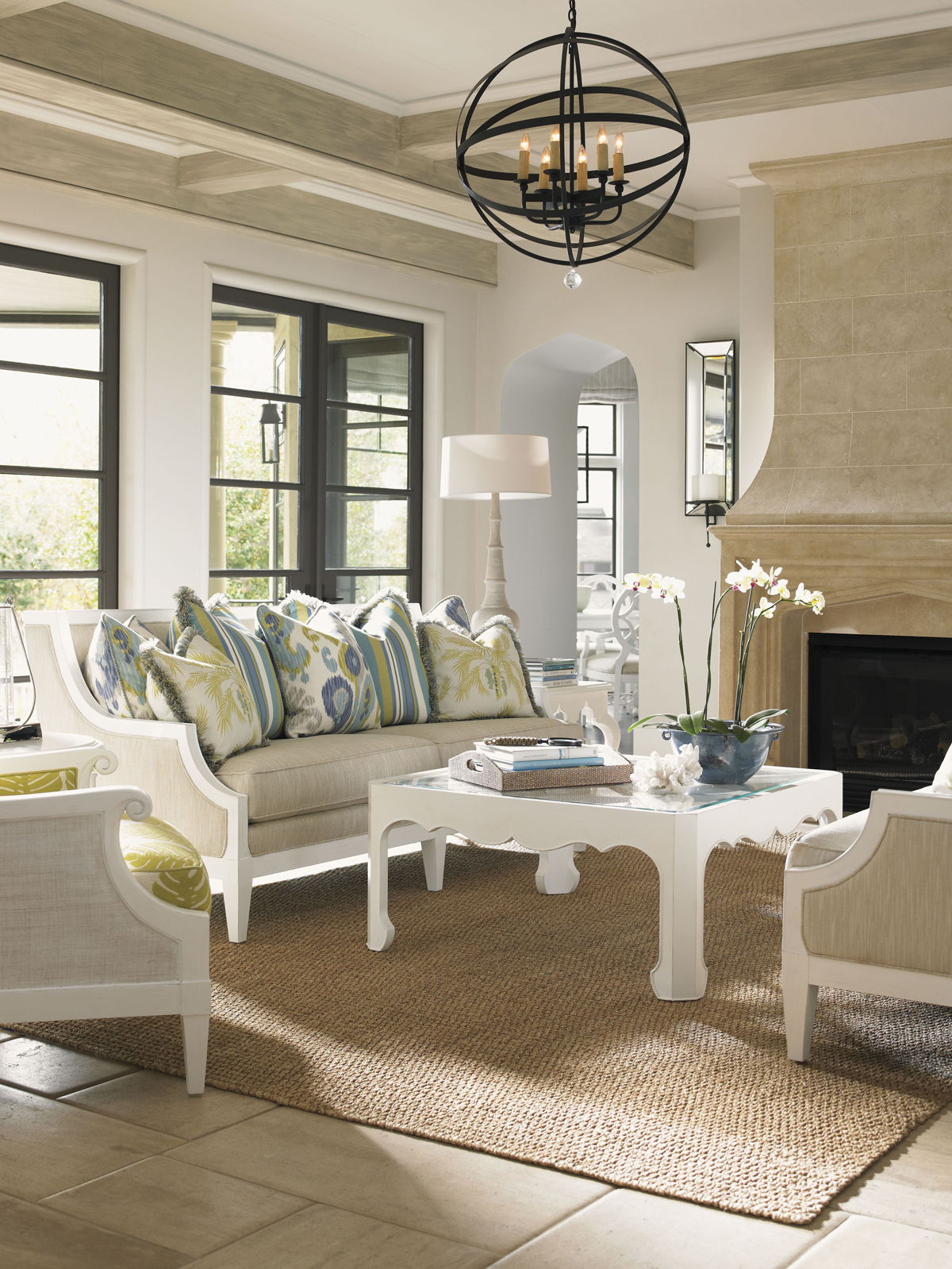 Ivory Key - Cassava Cocktail Table With Glass Insert - White