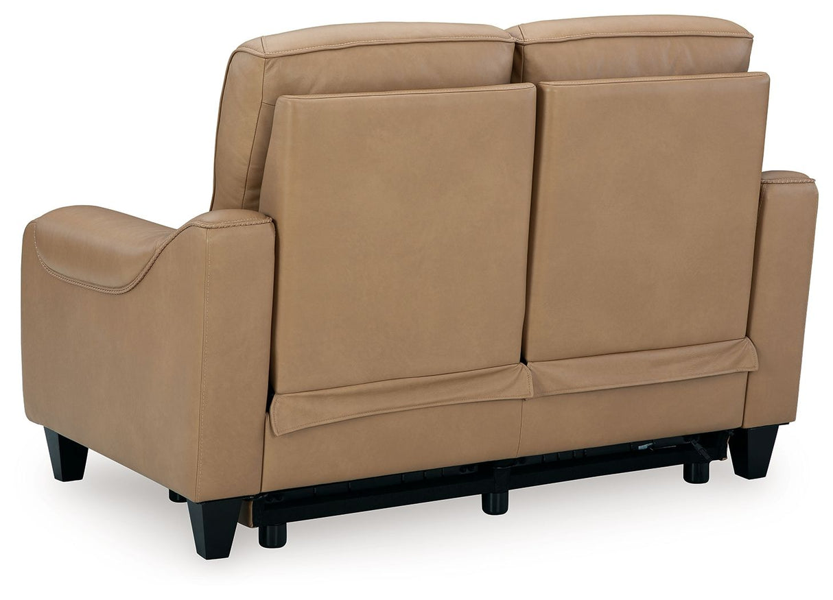 Mosswell - Power Reclining Loveseat With Adj Headrest - Toffee