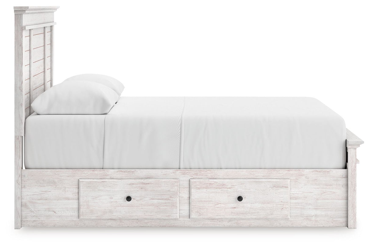 Makidern - Panel Storage Bed With 2 Under Bed Storage Units