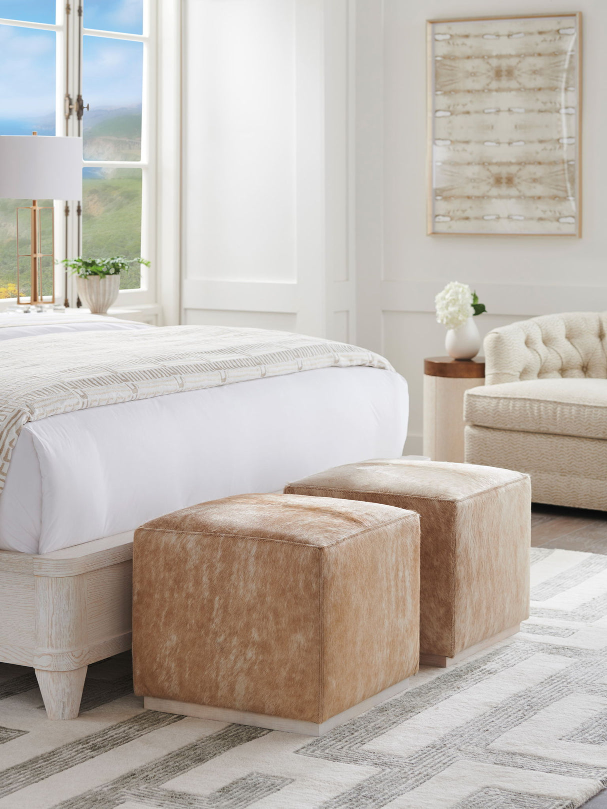 Barclay Butera Upholstery - Colby Leather Ottoman