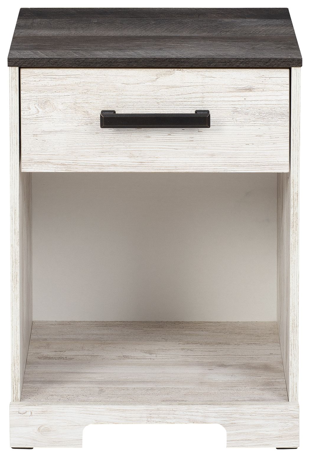 Shawburn - One Drawer Night Stand - Open Cubby - White / Black / Gray