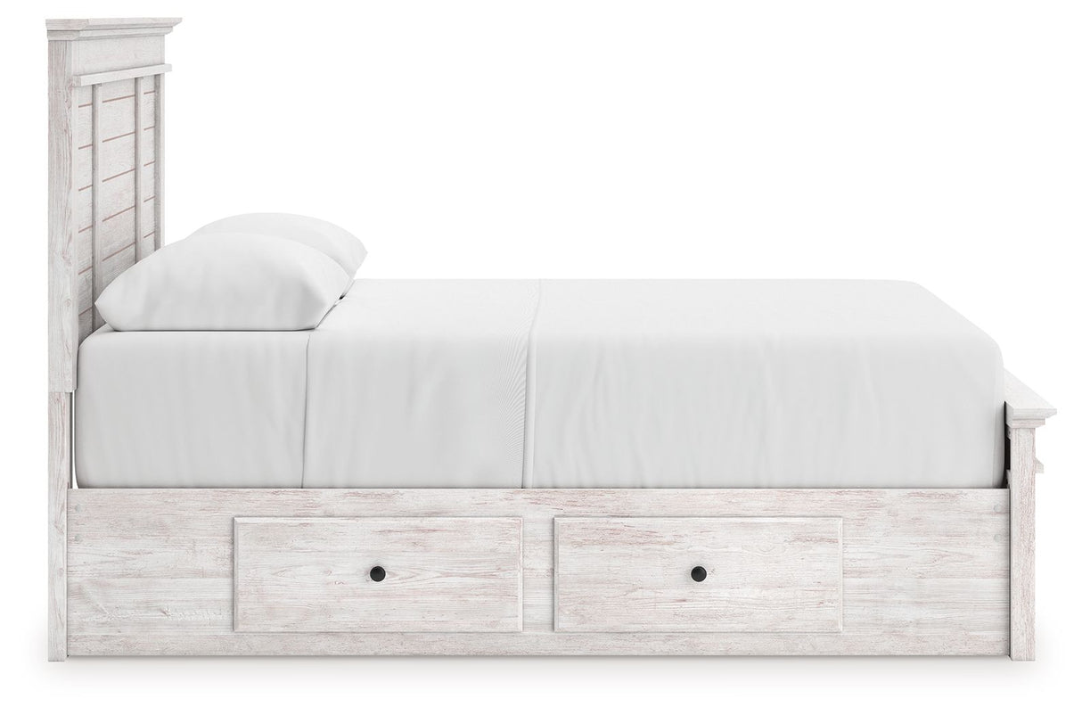 Makidern - Panel Storage Bed With 2 Under Bed Storage Units