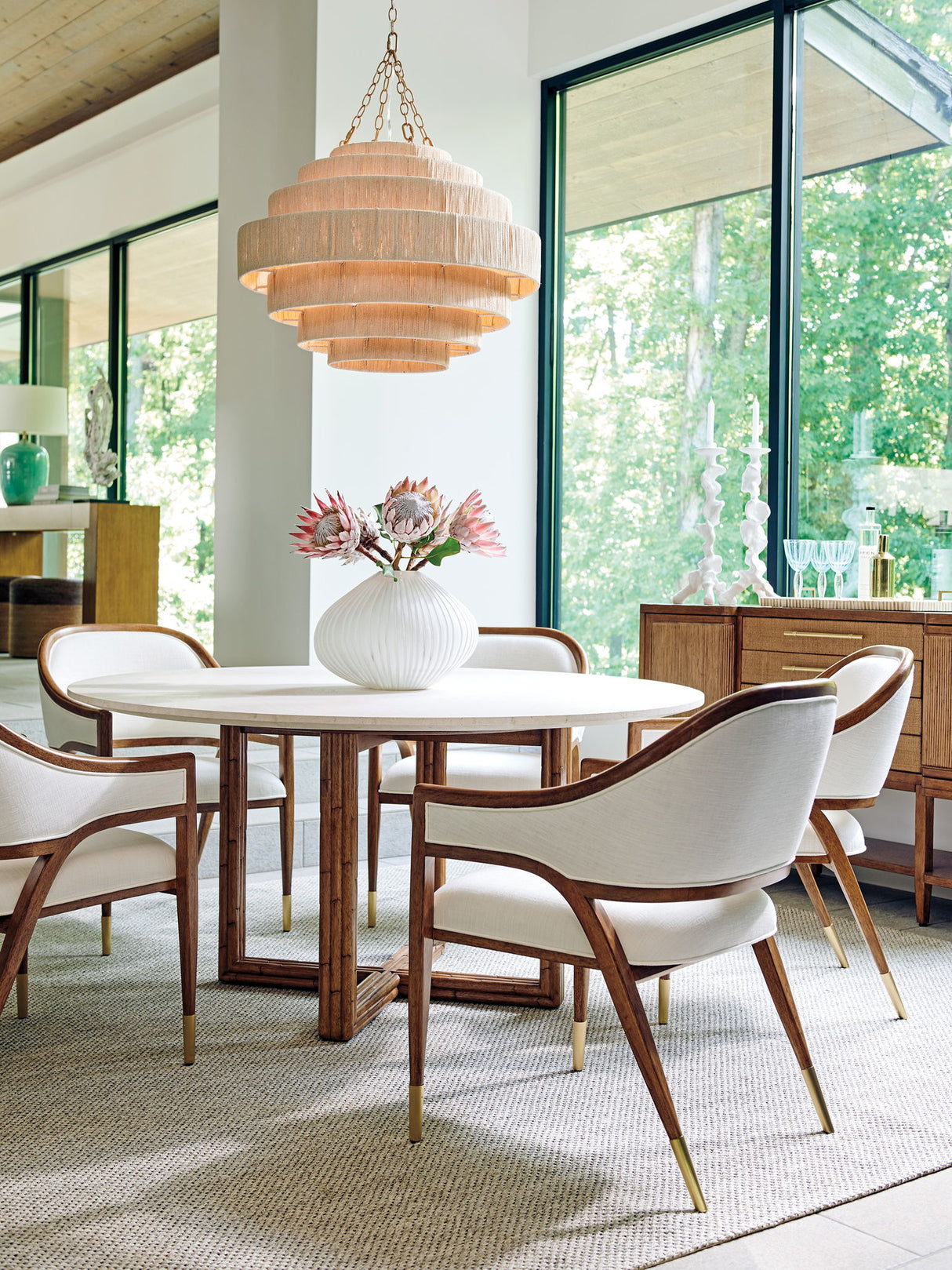 Palm Desert - Woodard Marble Top Dining Table - Dark Brown