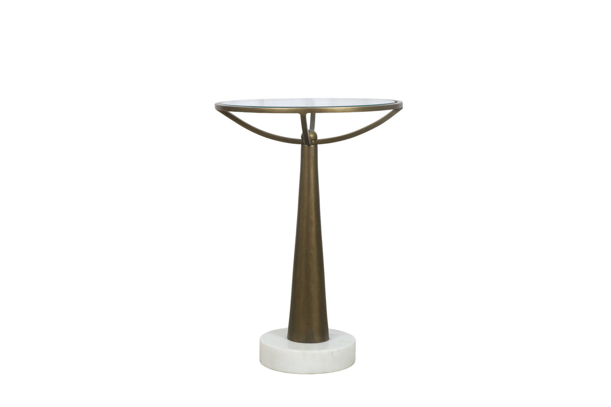 Delgado - Accent Table - Antique Brass / White Marble