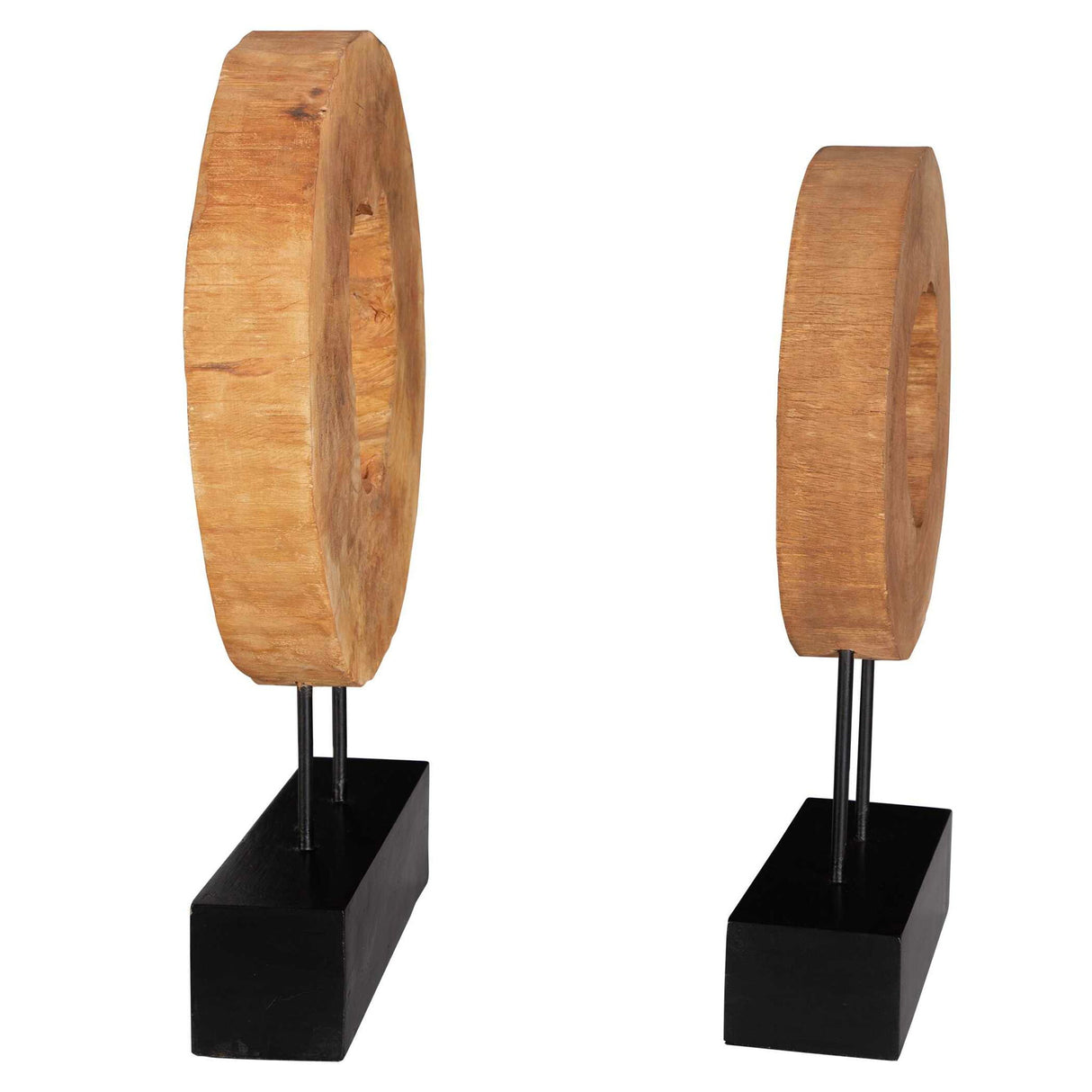 Ashlea - Wooden Sculptures, Set Of 2 - Light Brown & Black
